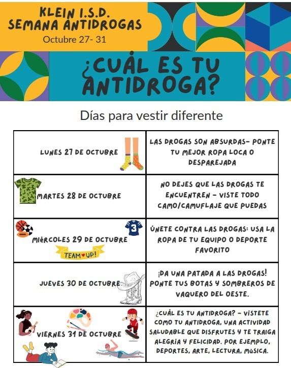 Anti-Drug dress up days Flyer in Spanish