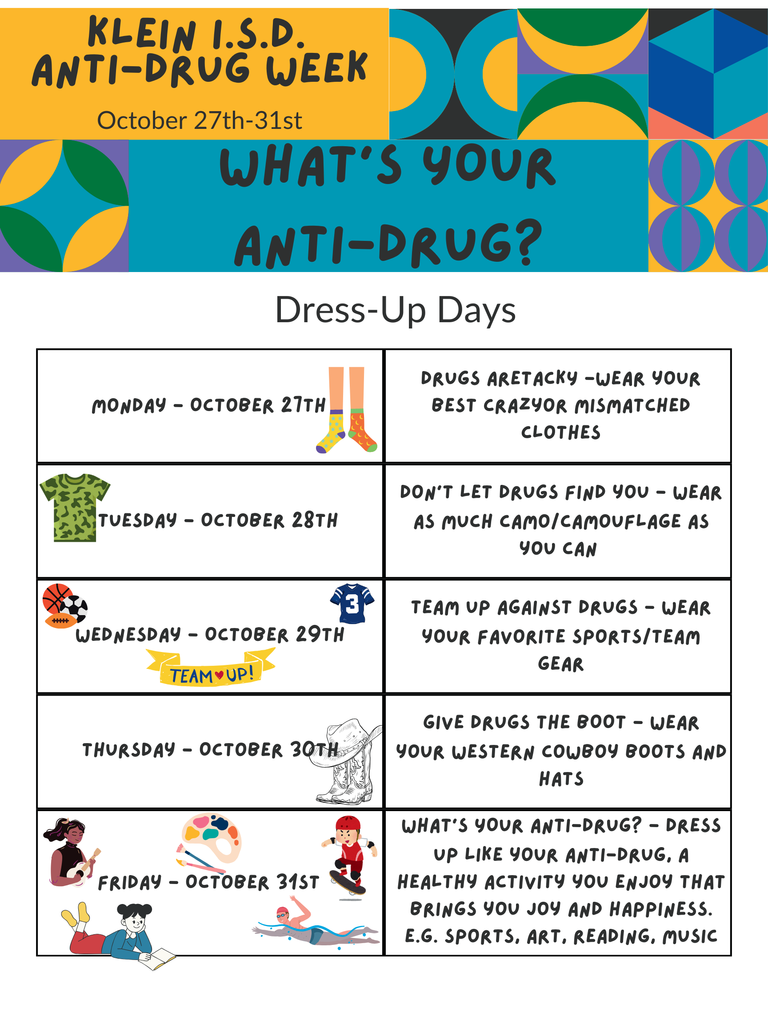 What's Your Anti Drug Dress Up Days! (English)
