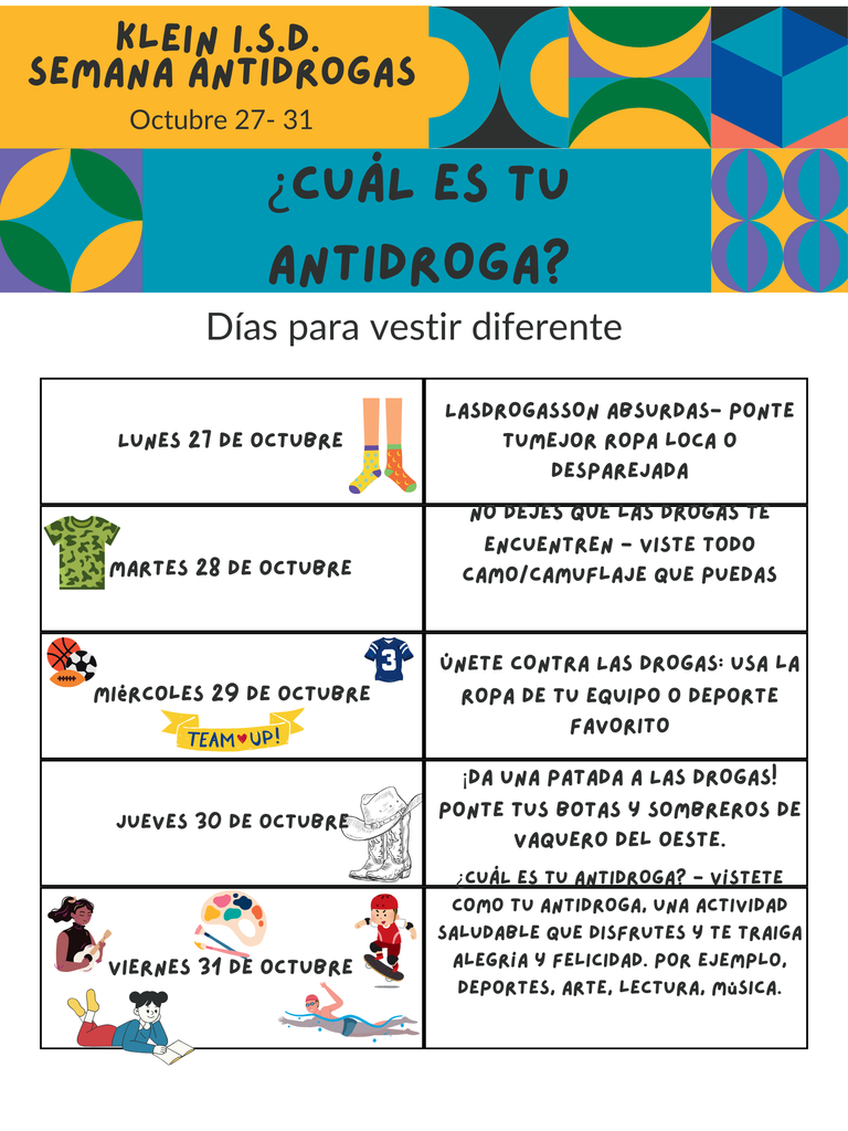 What's Your Anti Drug Dress Up Days! (Spanish)