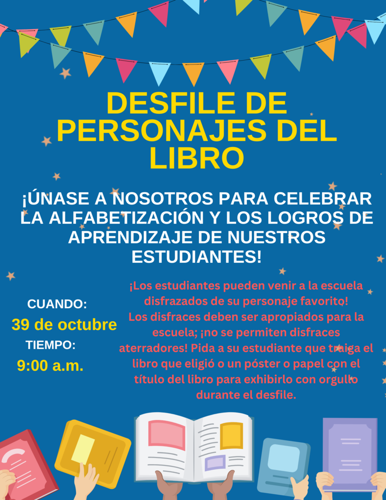 Book Character Parade Flyer Spanish
