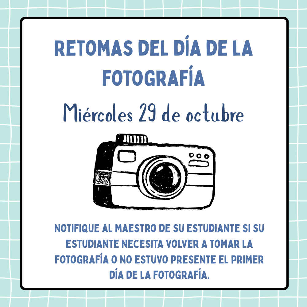 Picture retakes in spanish Retomas del dia de la fotografia miercoles 29 de Octubre