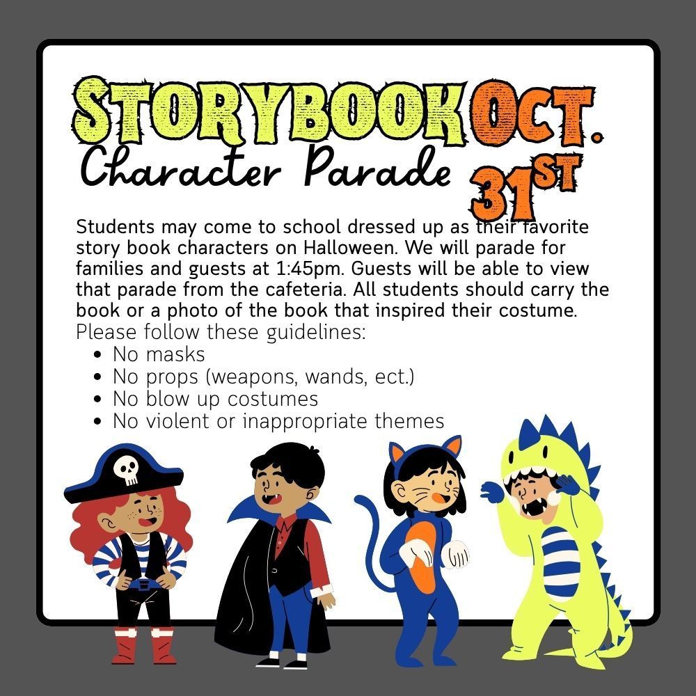 Halloween images with storybook character parade information 