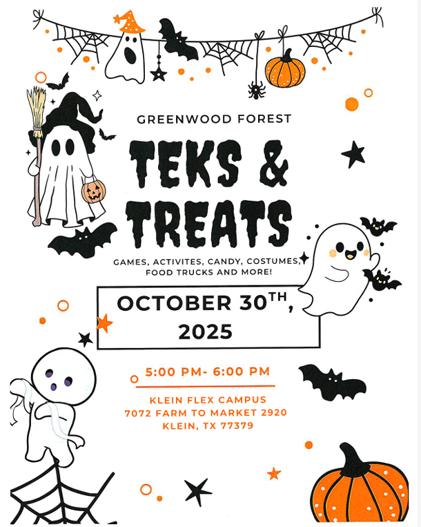 Flyer for TEKS and TREATS Oct. 30th 5:00 PM