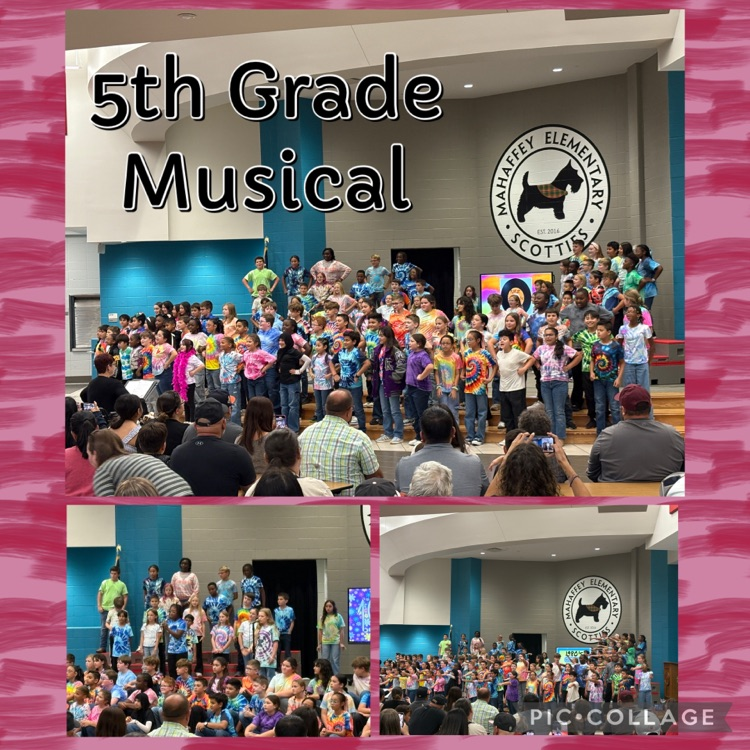Three-photo collage of the fifth grade musical