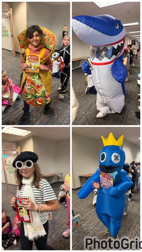 students and teachers dressed as storybook characters