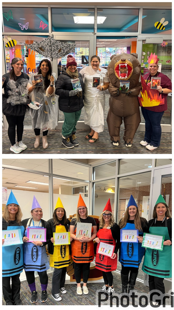 students and teachers dressed as storybook characters