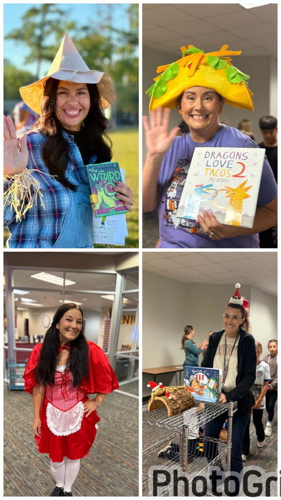 students and teachers dressed as storybook characters