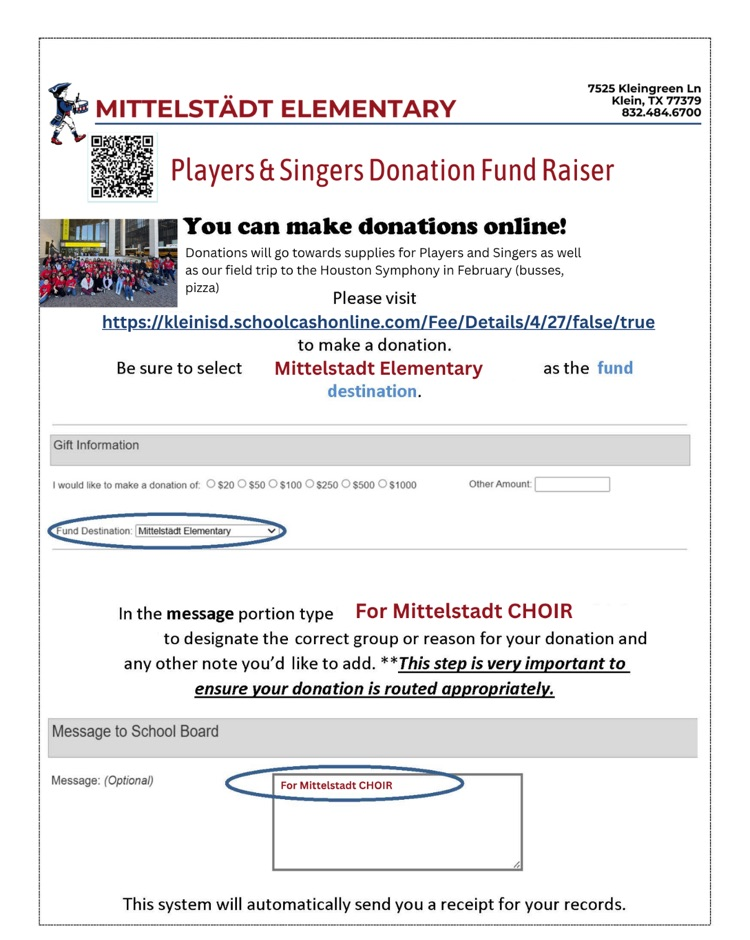 flyer with information on how to donate with a QR code