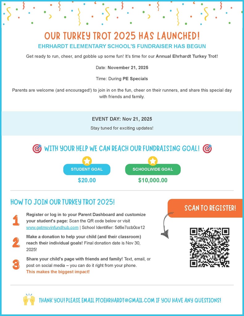 pages with confetti and text containing turkey trot information 