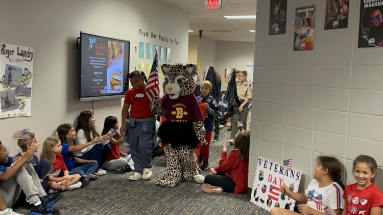 students at Veterans Day program