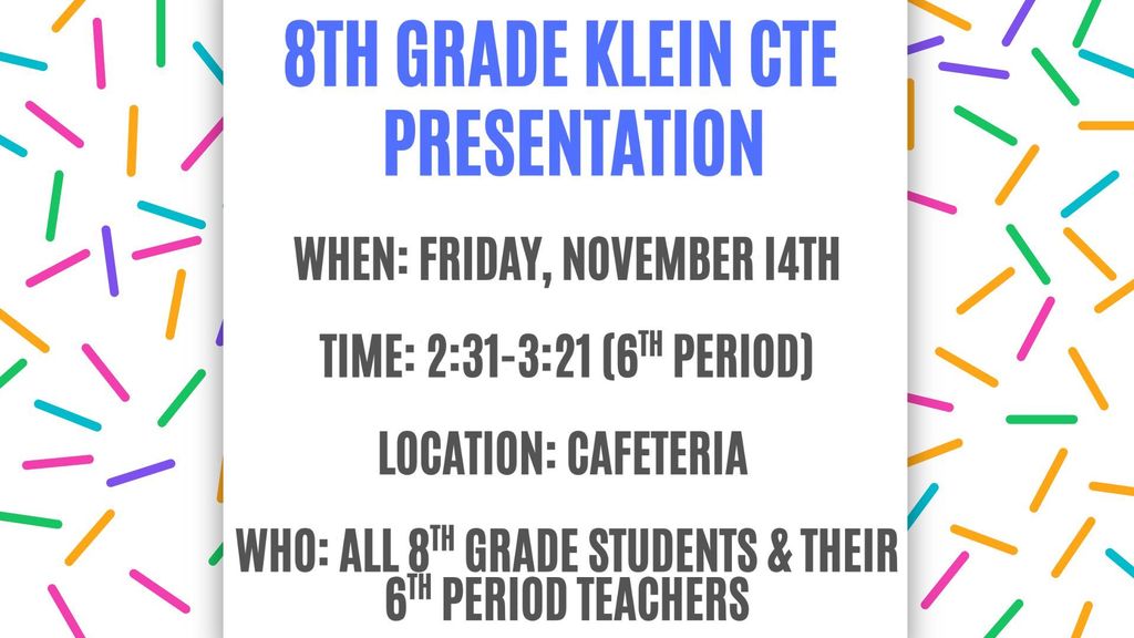 CTE presentation on Friday, November 14th reminder.