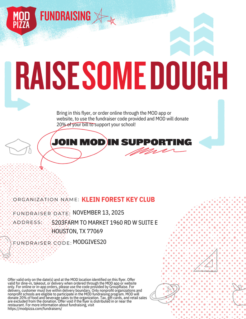 Key Club MOD Pizza Spirit Night Form/ Flyer