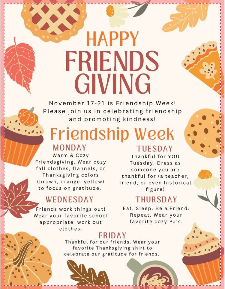 Flyer with dress up days in English