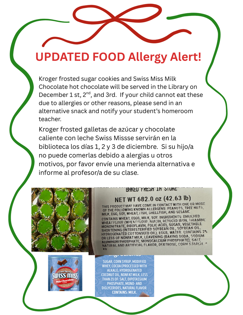 UPDATED Food Allergy Alert