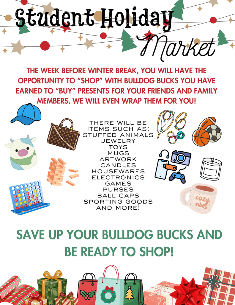Flyer for student holiday market.