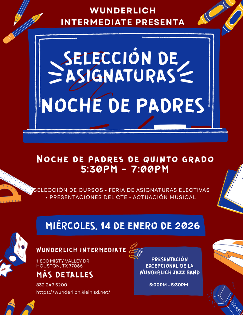 Course Selection Parent Night for 5th grade parents Wednesday January 14 from 5:30 pm -7:00 pm