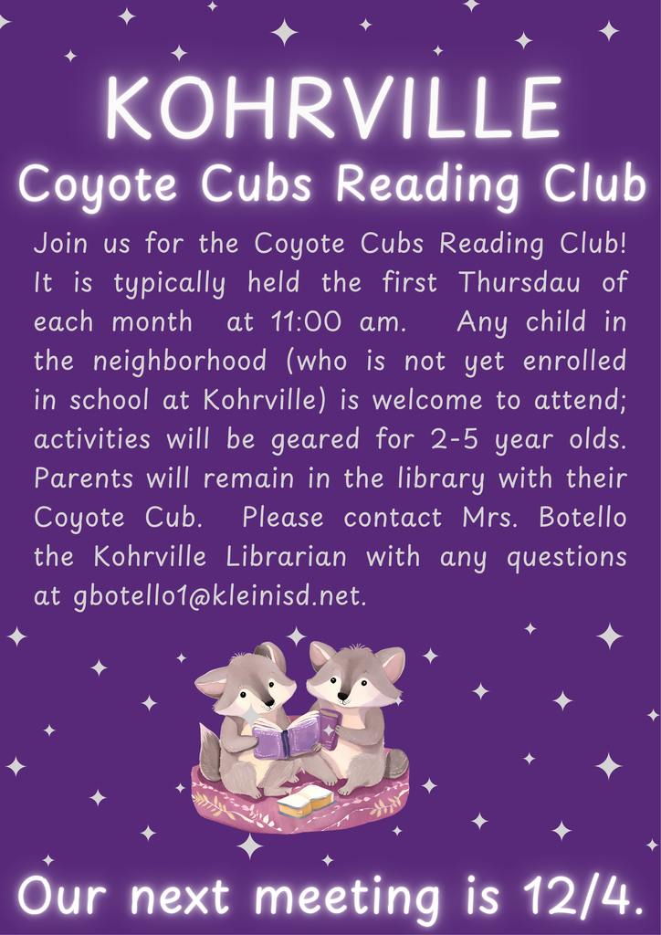 Coyote Cubs Reading Club 2025-2026