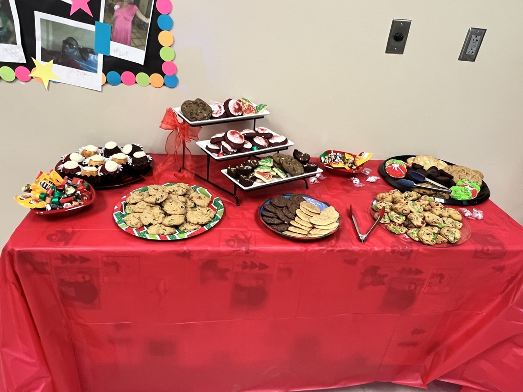 Close up of table with platters of cookies