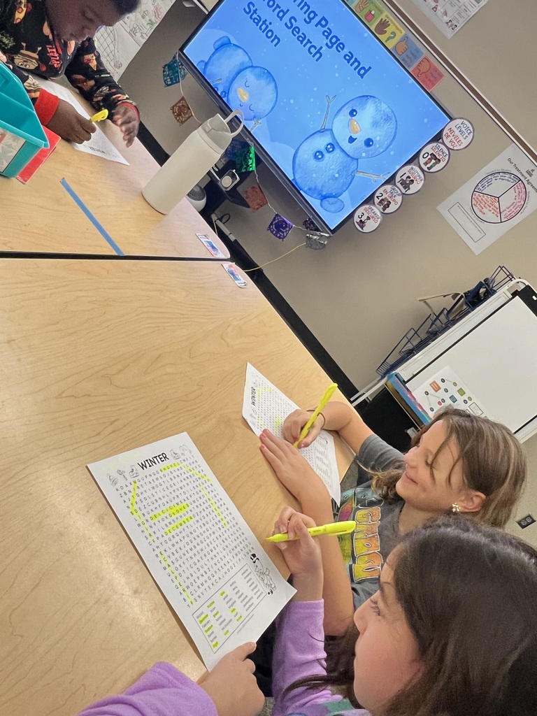 Students are highlighting words on a word search