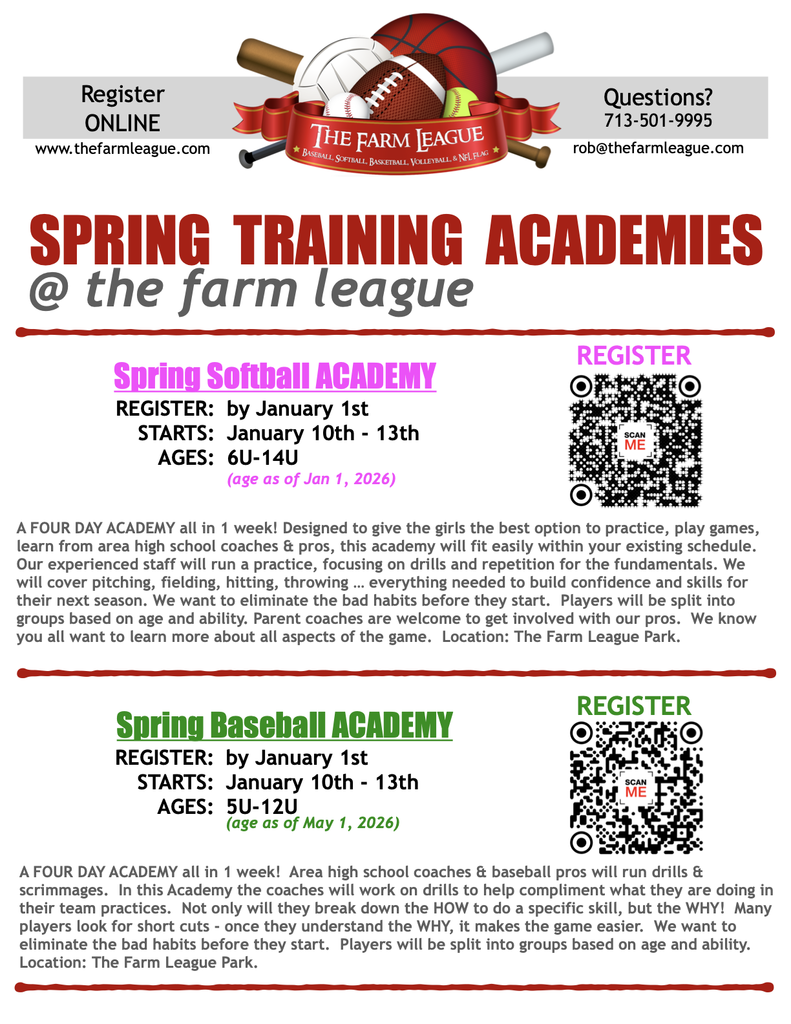 KISD Flyer Program -  The Farm League Spring Training 