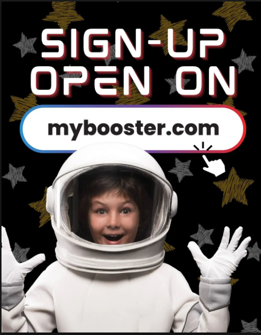 Space themed image with sign up flyer