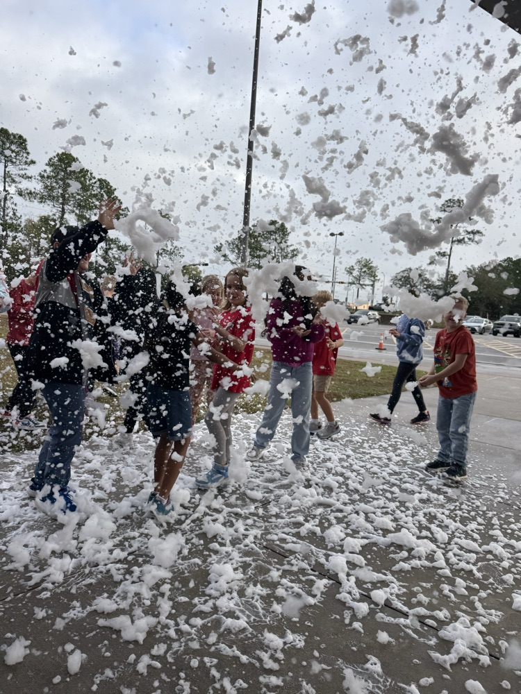 students at snow party