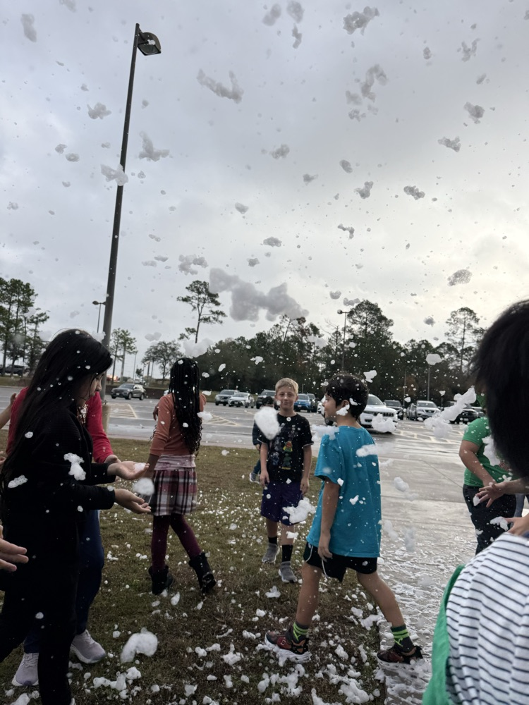 students at snow party