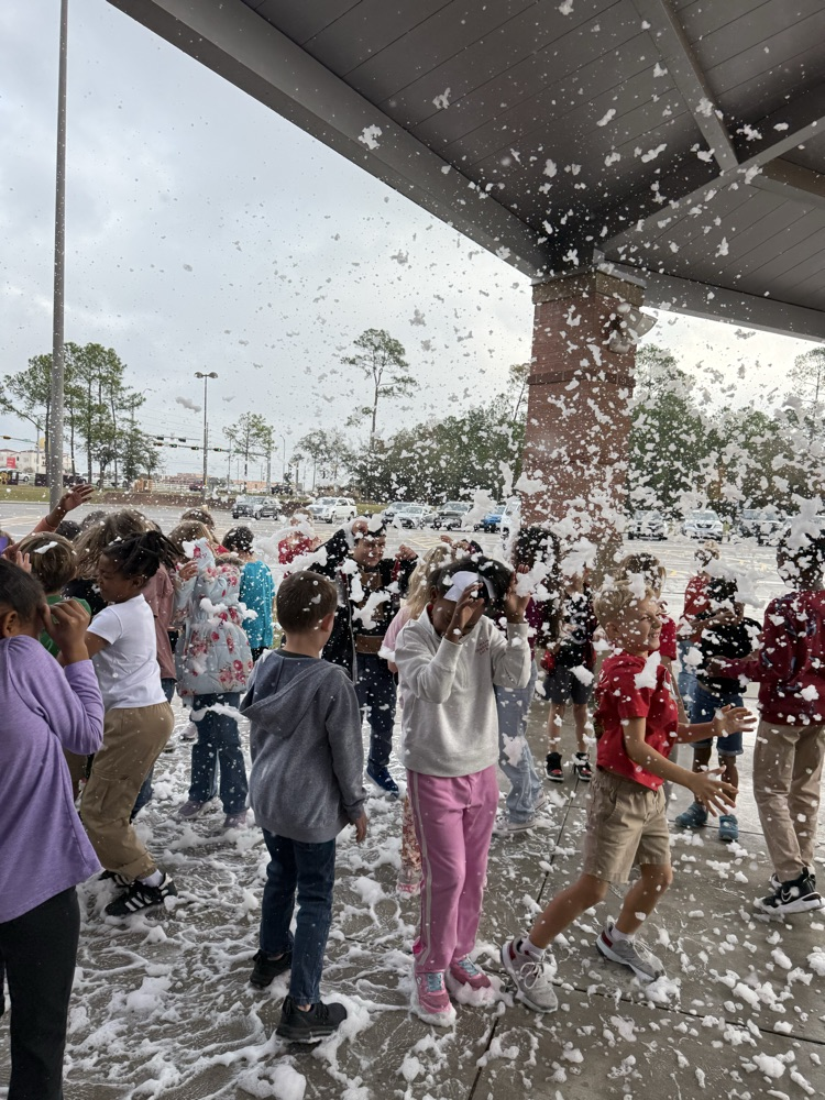 students at snow party