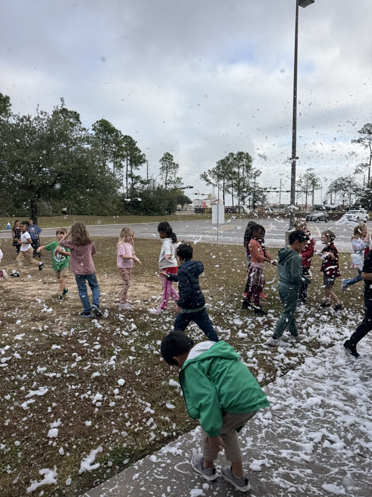 students at snow party