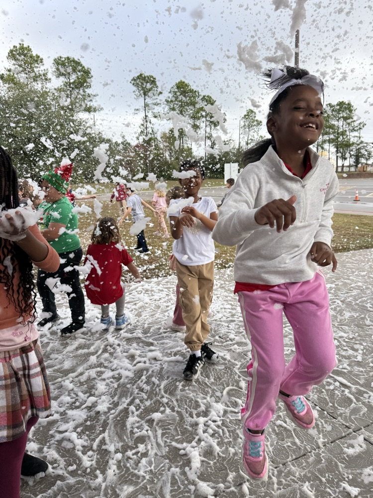 students at snow party