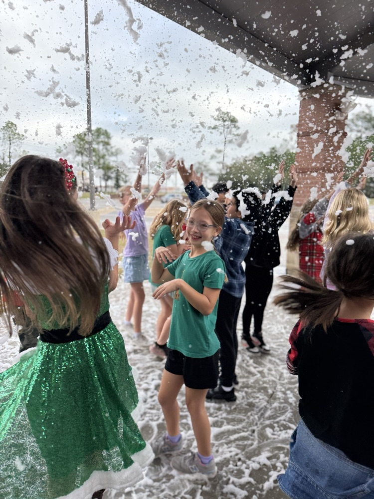 students at snow party