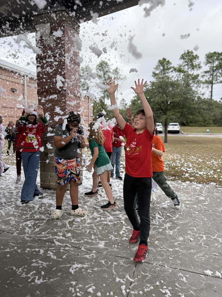 students at snow party