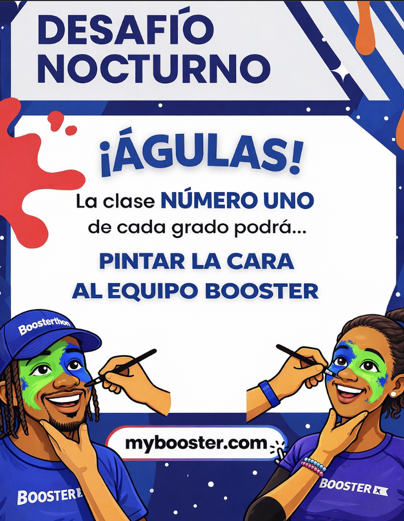 Blue Boosterthon background with nightly challenge announcement text