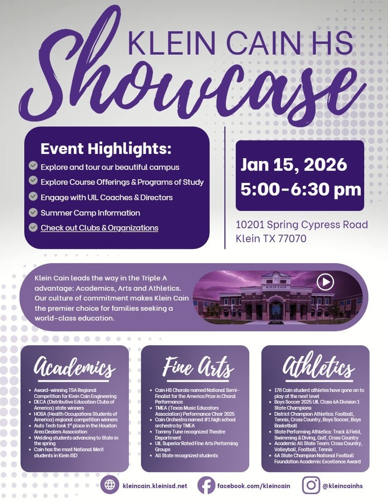Flyer with information about the showcase night. The night is January 15th, 5-6:30 PM.