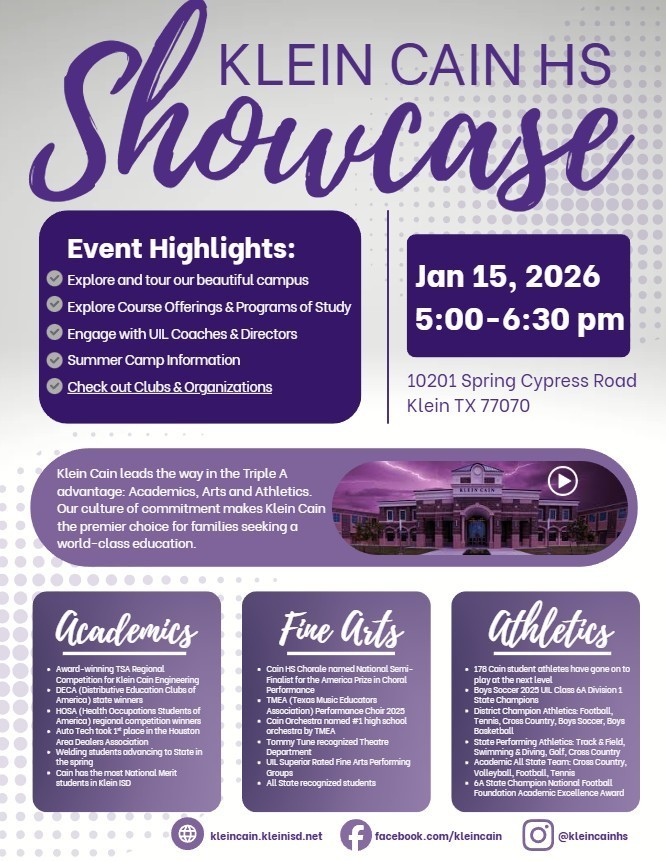 Klein Cain HS Showcase January 15, 2026