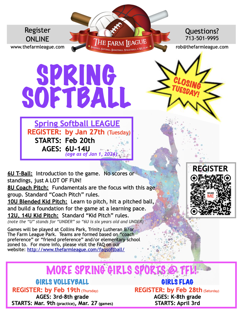 KISD Flyer Program -  Farm League Spring Softball closing 