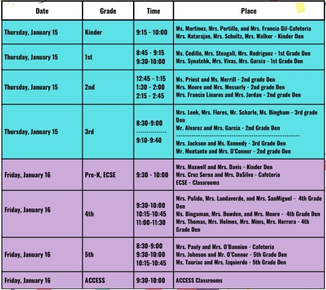 Learning Celebration Schedule