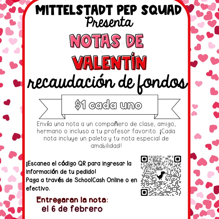 flyer with information to purchase Valentine grams to support Pep squad 