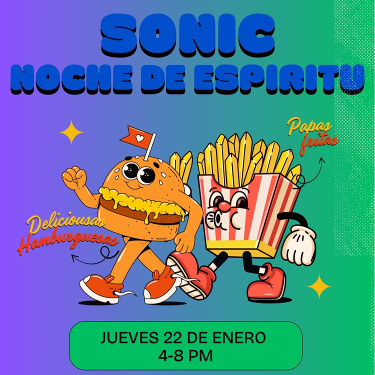 flyer in Spanish for spirit night at sonic