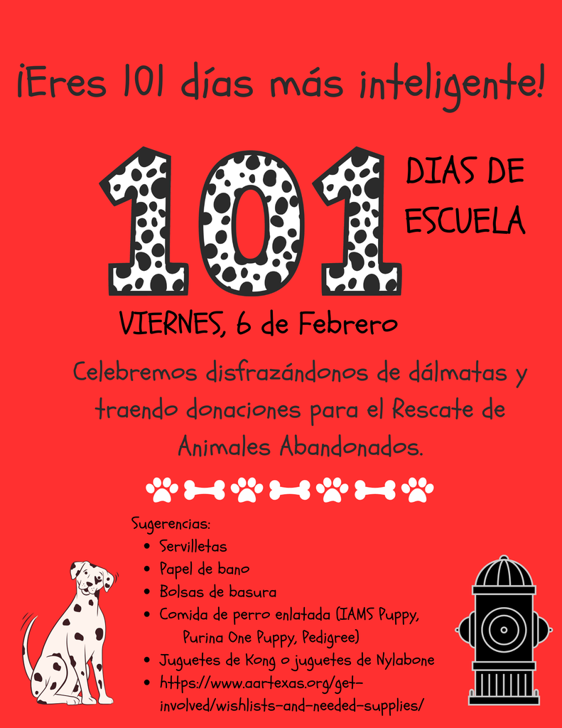 eres 101 dias mas inteligente viernes 6 de febrero celebremos disfrazandonos de dalmatas y traendo donaciones para el rescate de animales abandonados