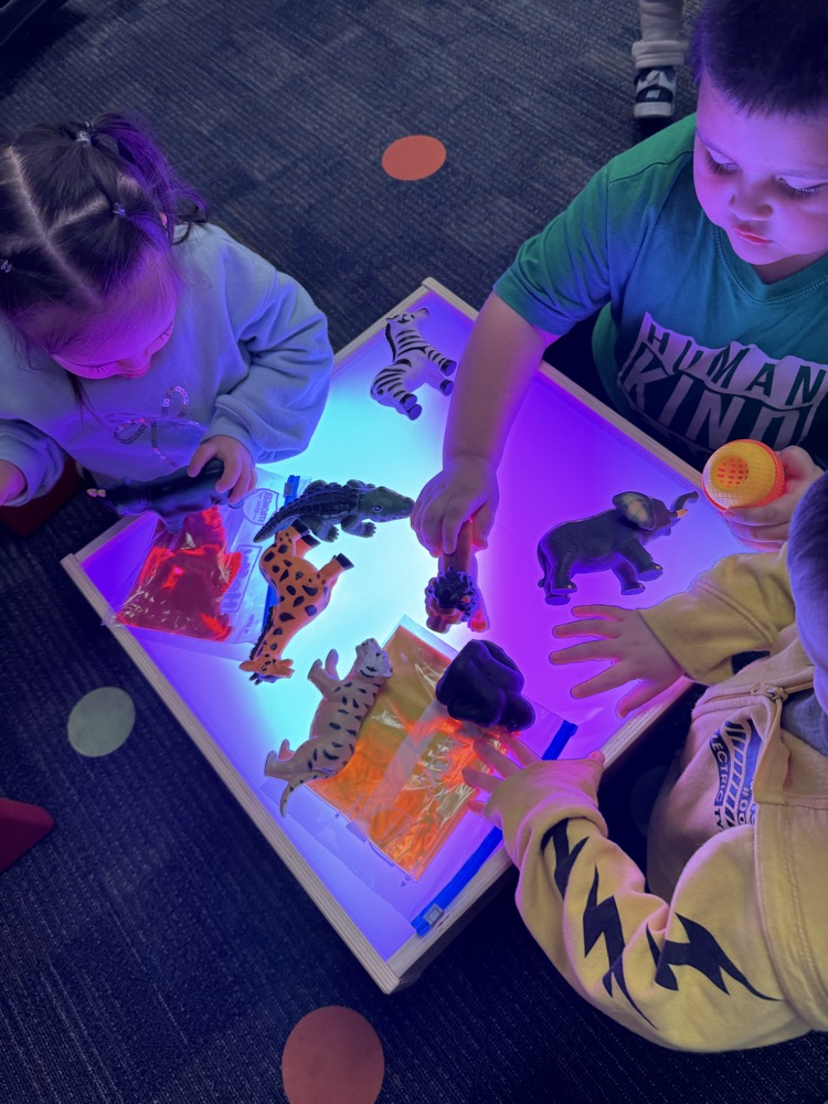 students at sensory table