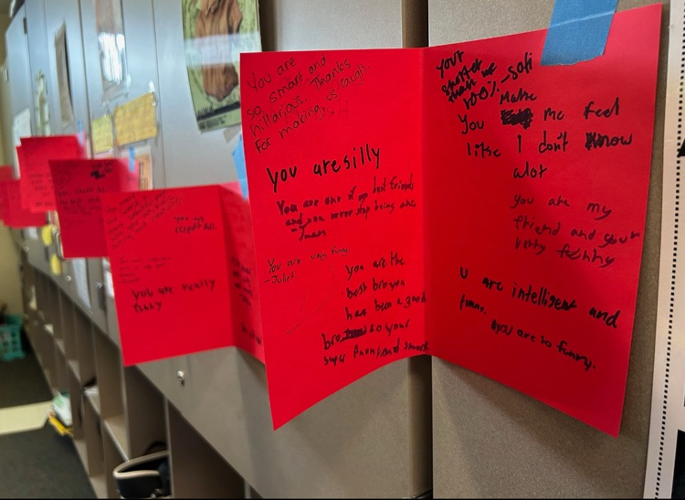 kindness notes written to each other throughout the week