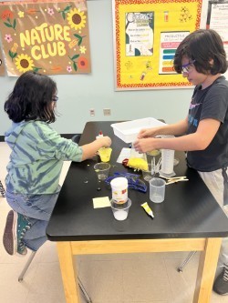 Two students working on a science experiment