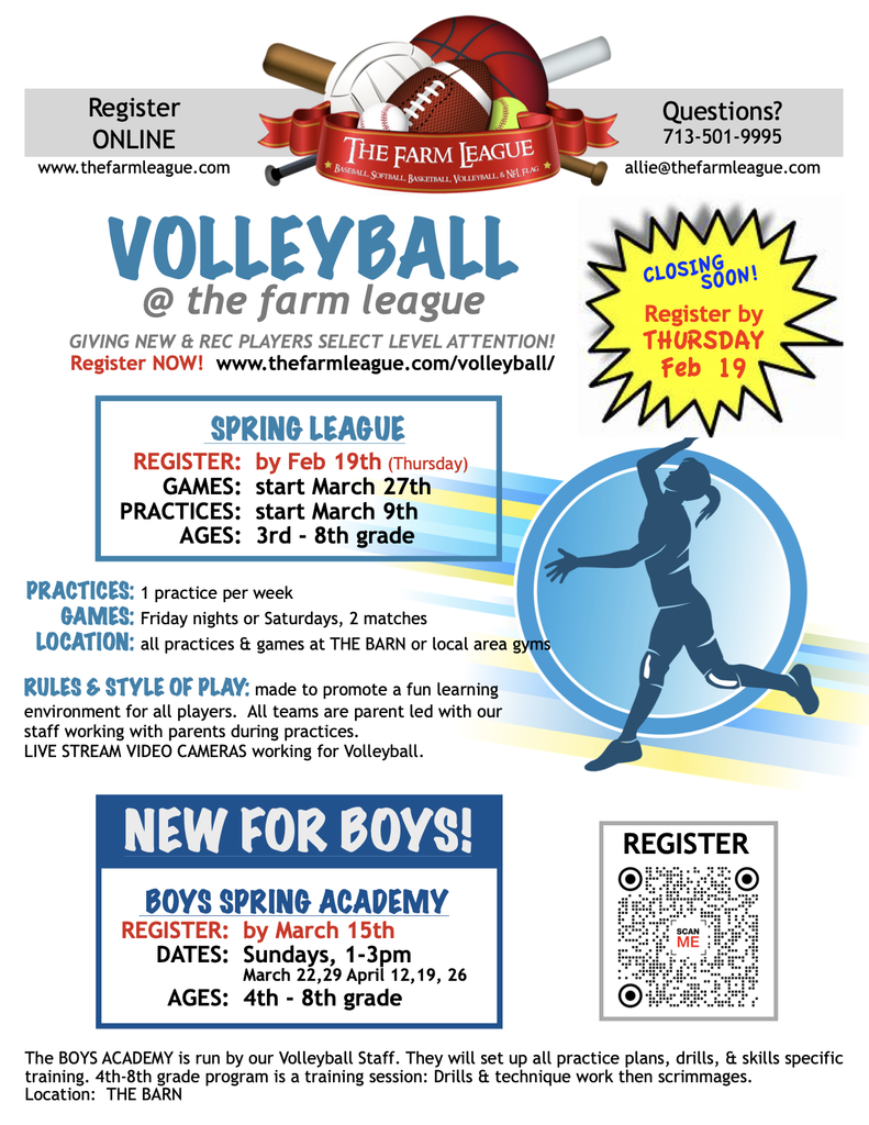 KISD: Community Flyers The Farm League Volleyball closing soon