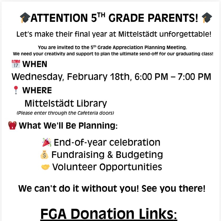 information about parent meeting on February 18 from 6-7 pm in the library
