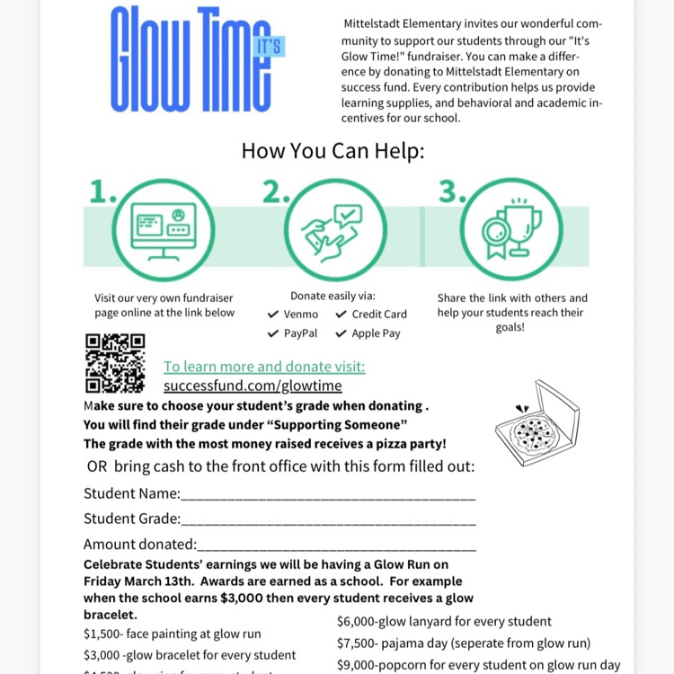 Spanish information about Glow Run and QR codes with how to donate