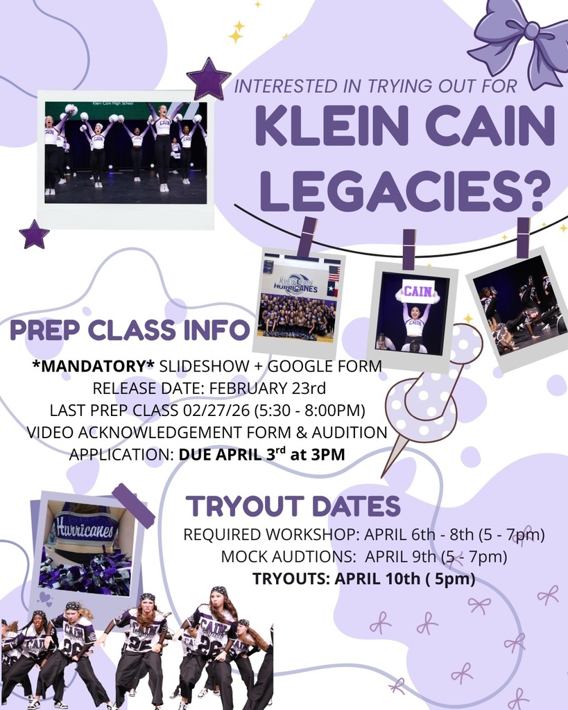 Klein Cain Legacies Prep Class  Info and Tryout Dates