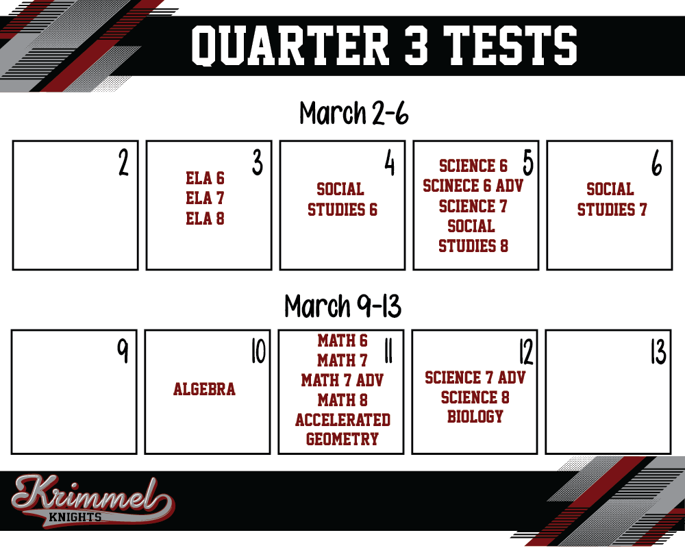 Quarter 3 QSEs and Benchmark Test Calendar