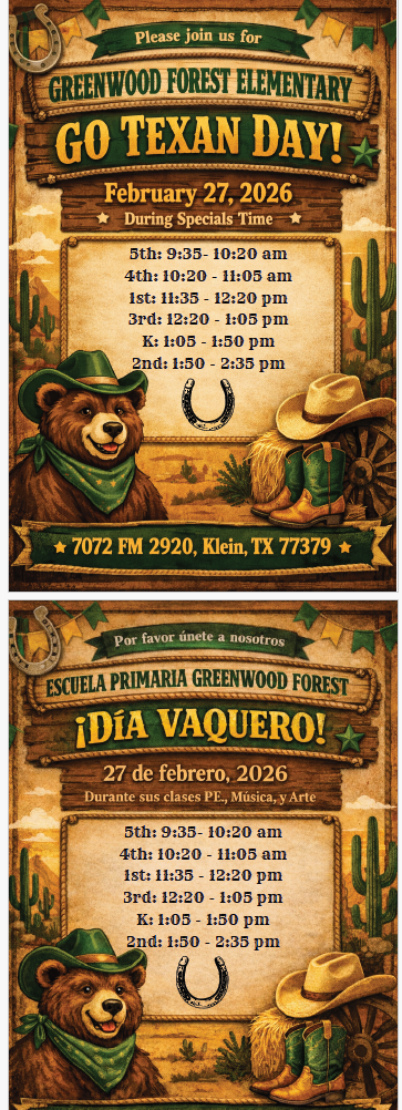 Field Day Times in English and Spanish