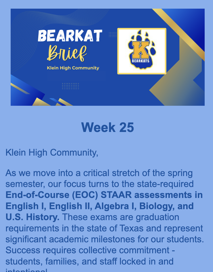 Community Bearkat Brief Week 25